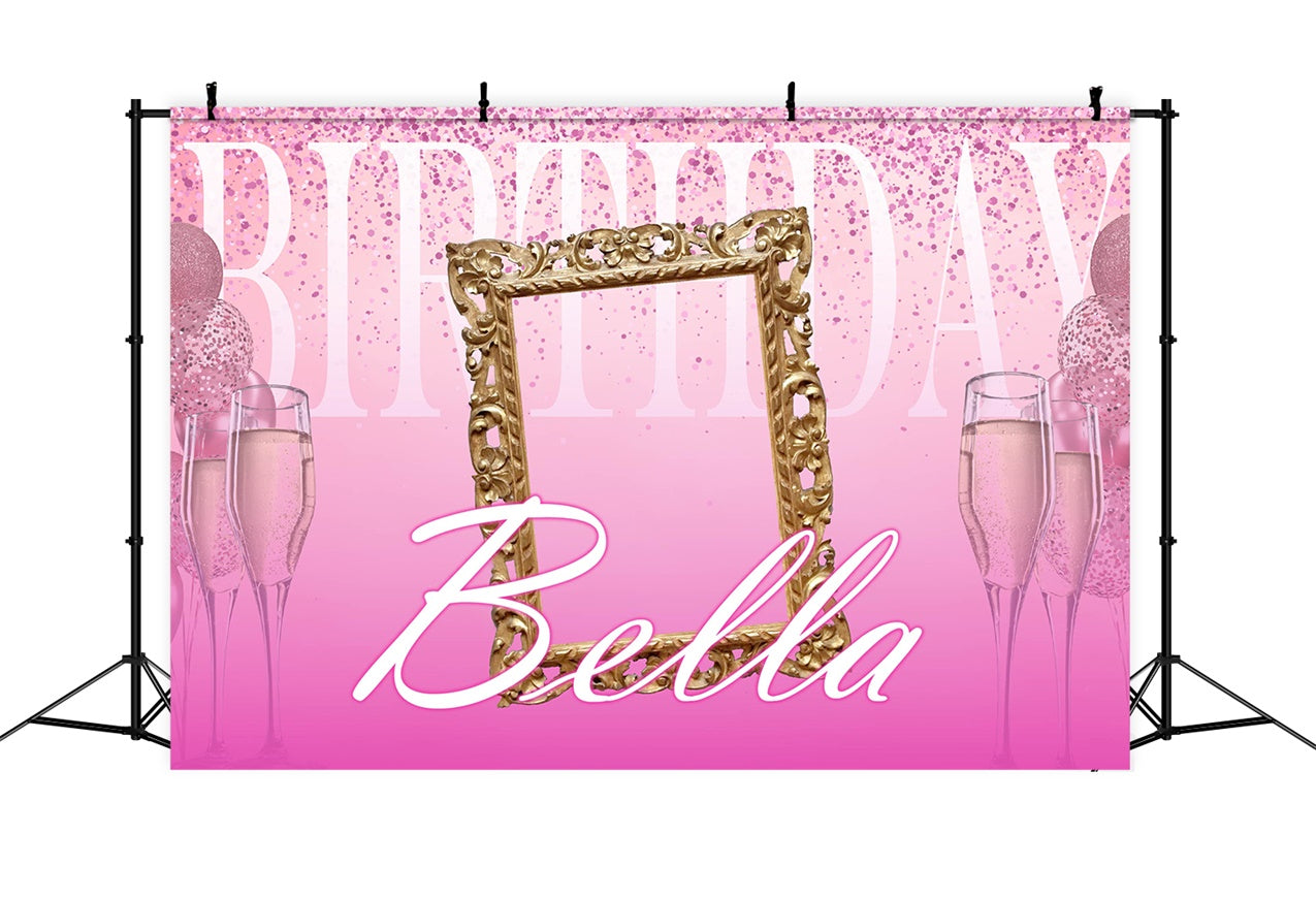 Custom Hintergrund für Geburtstag Gold Frame Pink Sparkle Hintergrund RR12-24