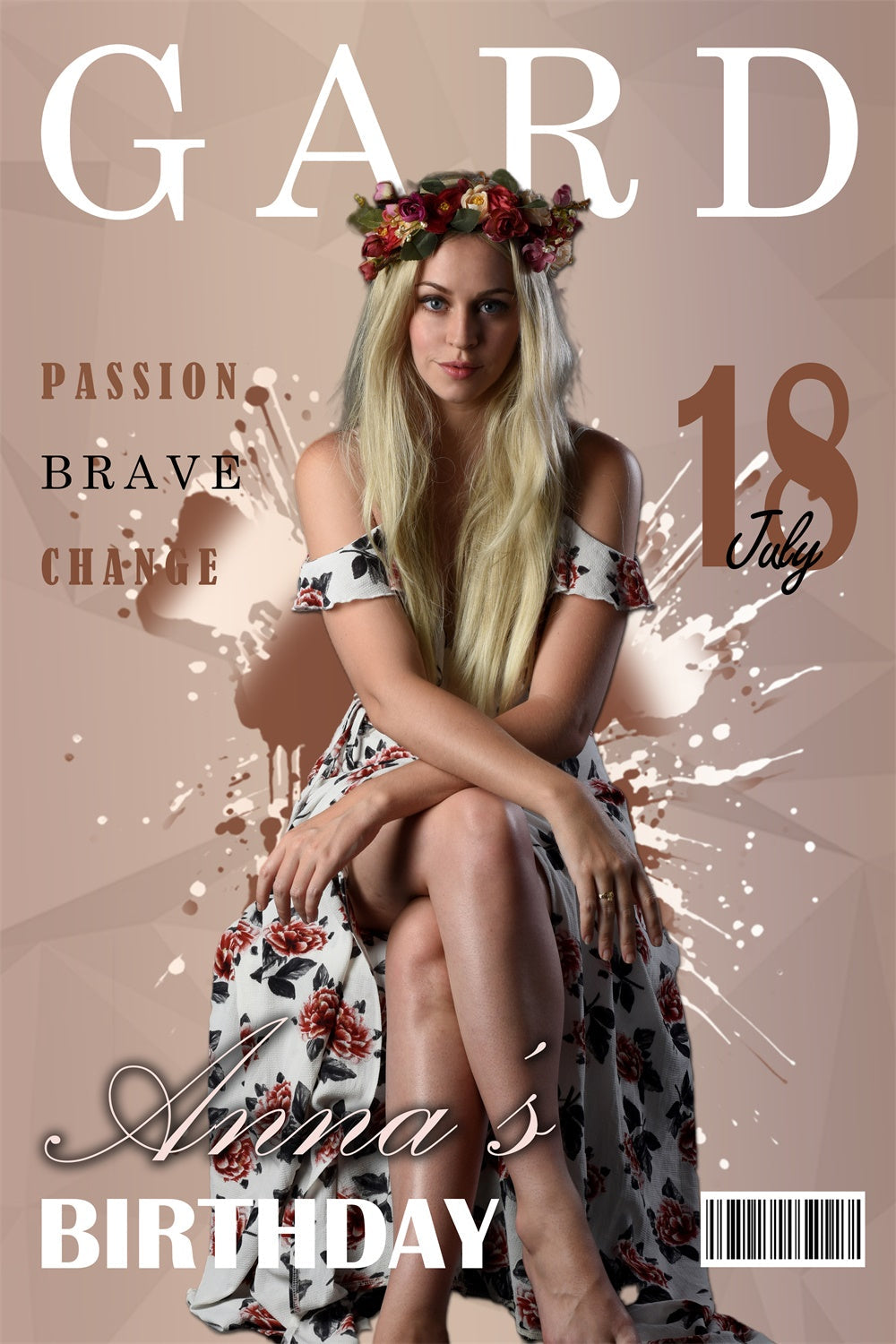 Personalisierte Hintergrund Geburtstag Boho Flower Crown Fotokulisse RR12-30