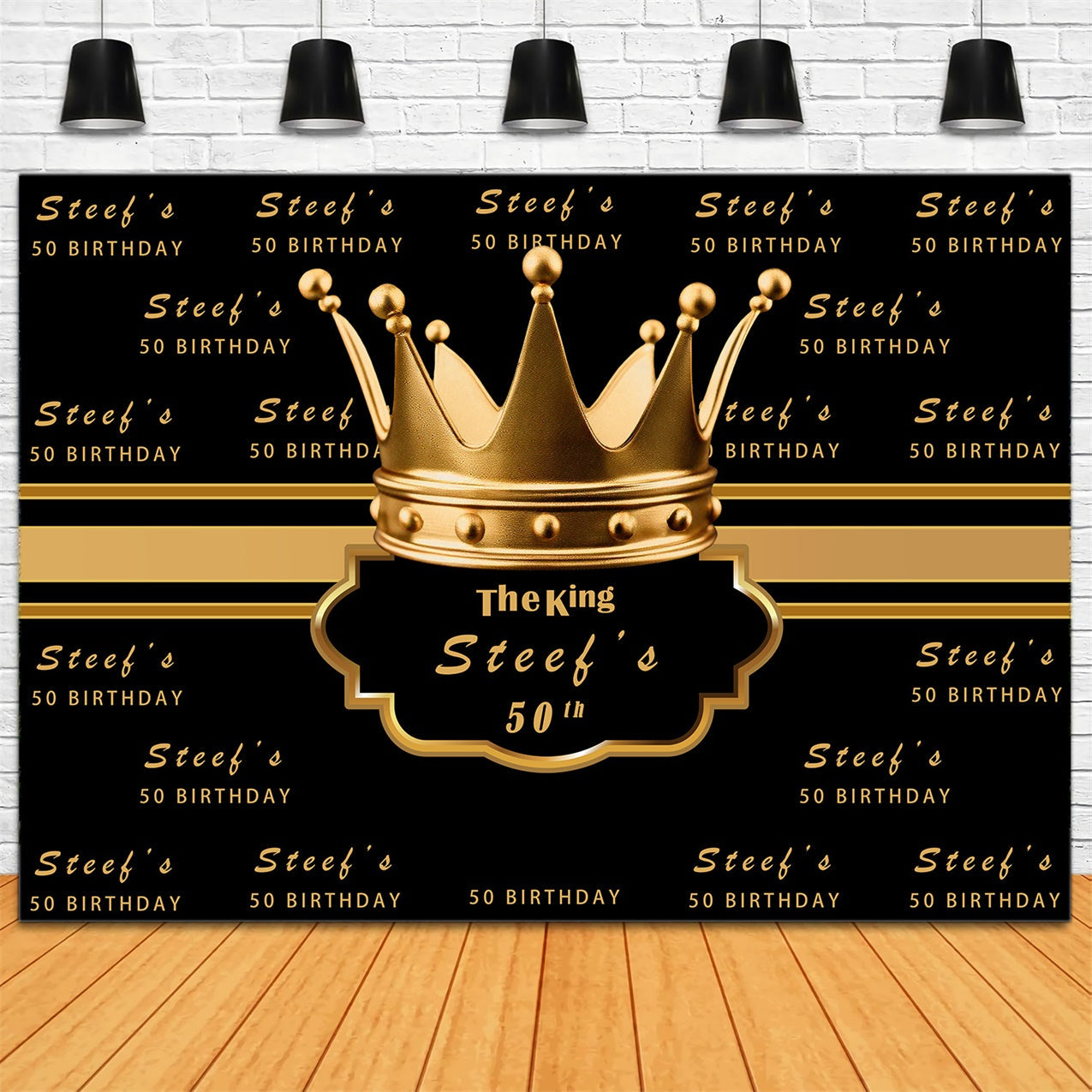 Customized Birthday Backdrop Schwarz Gold Luxus Party Backdrop RR12-31