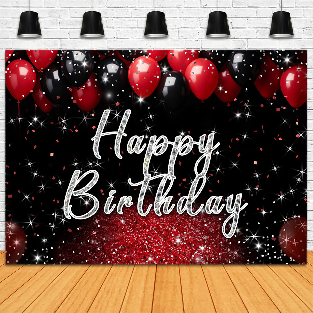 Personalisierte Geburtstag Backdrops Luxuriös Glitzernde Ballon Backdrop RR12-36