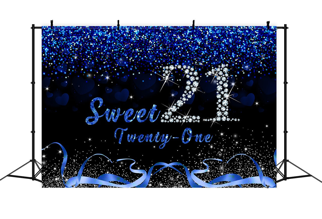 Geburtstag Backdrops Custom Festliche Blau Silber Sweet 21 Backdrop RR12-44