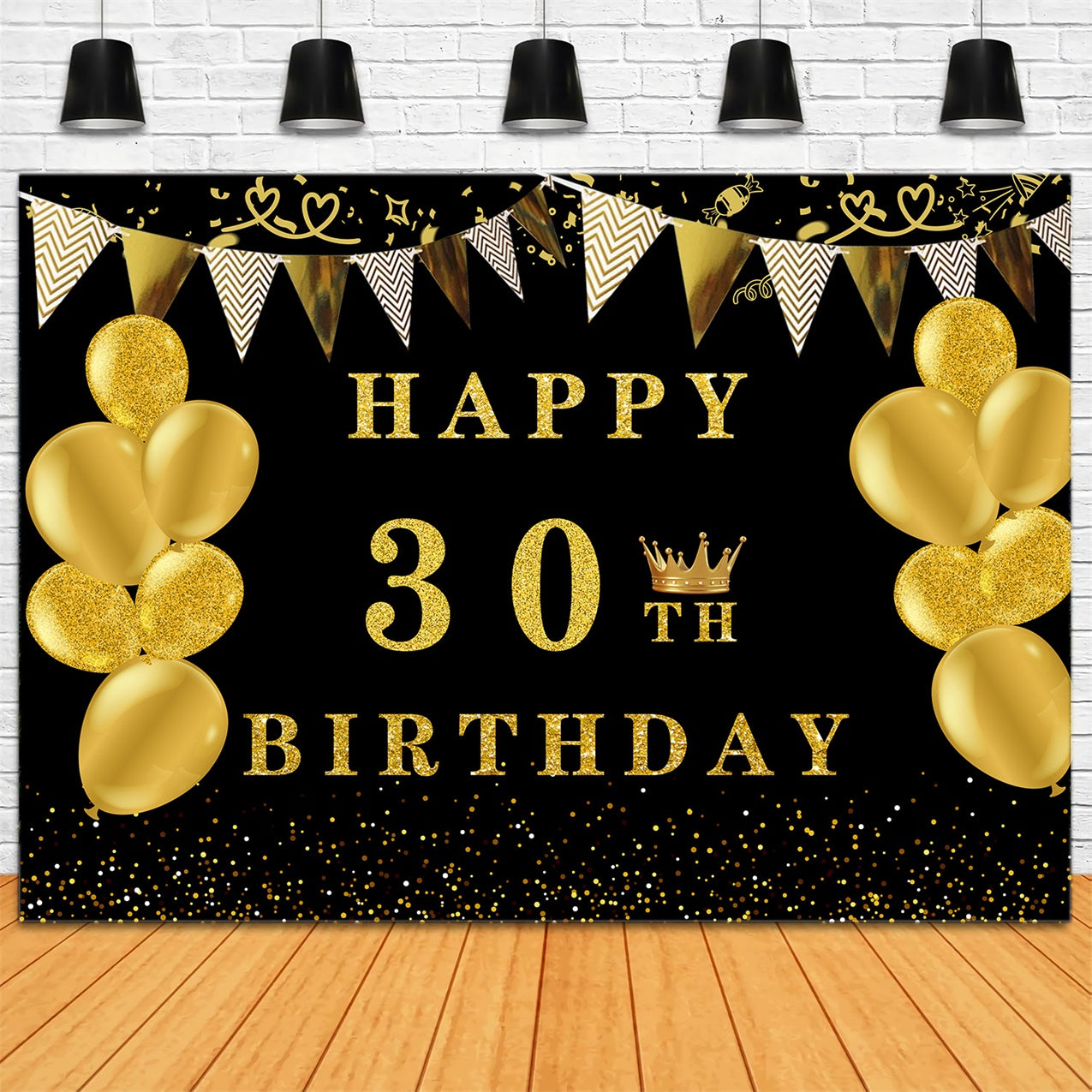 Personalisierte Geburtstag Backdrops Luxus Goldene Glitzer Ballons Backdrop RR12-46