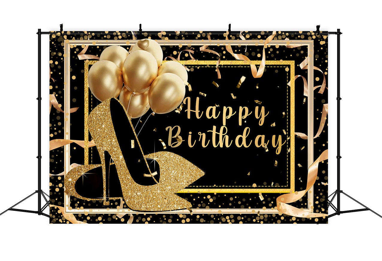 Custom Made Birthday Backdrops Gold Schuhe Ballon Backdrop RR12-58