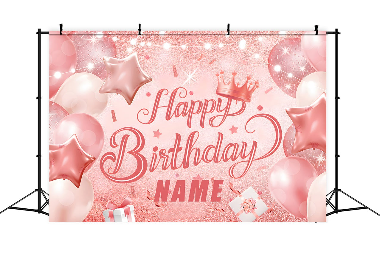 Individuelles Happy Birthday Backdrop Rosa Glitter Ballon Backdrop RR12-61