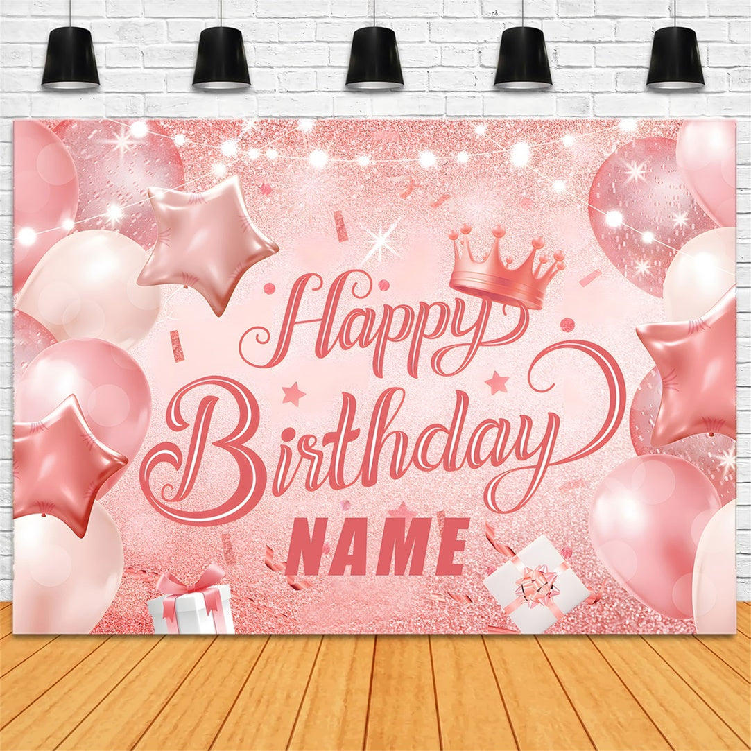 Individuelles Happy Birthday Backdrop Rosa Glitter Ballon Backdrop RR12-61