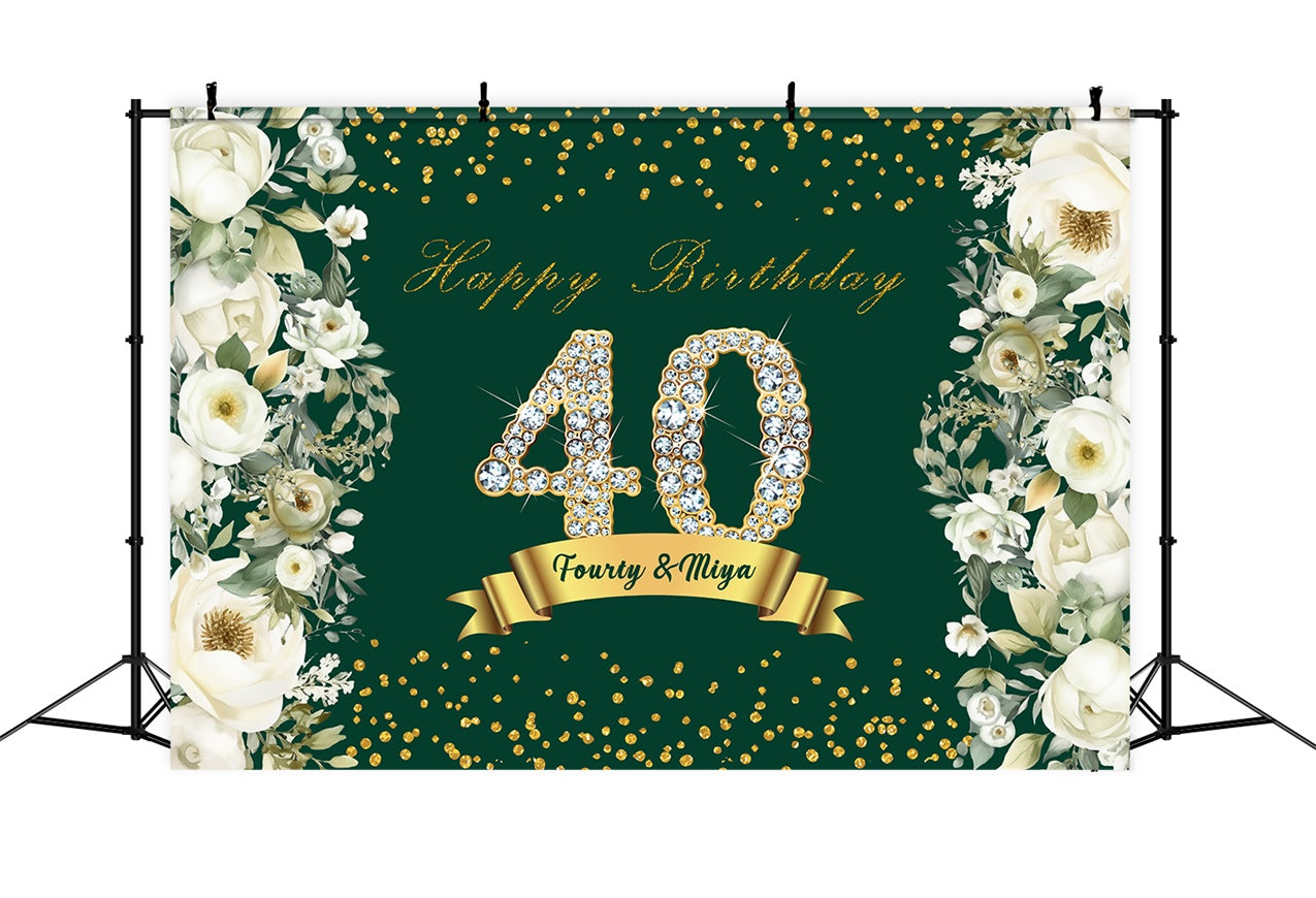 30. Geburtstag Backdrop Golden Crystal Floral Custom Backdrop RR12-71