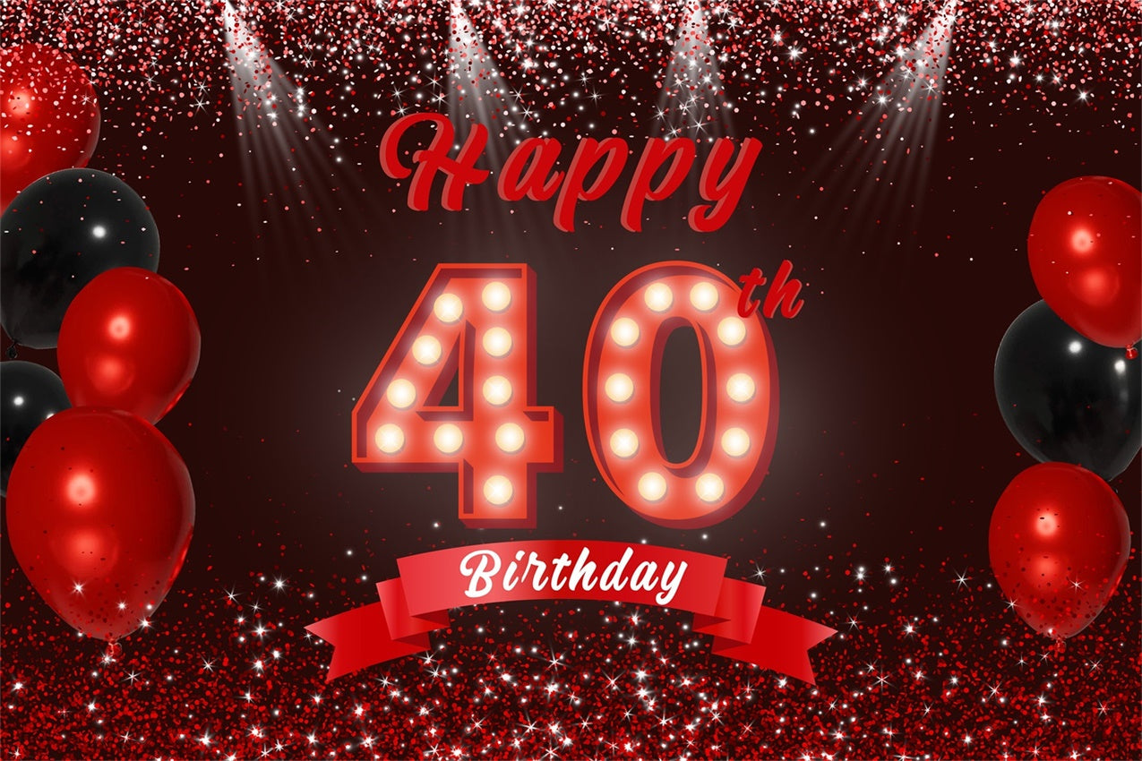 Personalisierte 40. Geburtstag Backdrop Stilvolle Rot Glitter Backdrop RR12-78