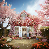 Frühling Kirschblütenbaum Romantische Hauskulisse RR3-15