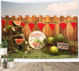Sommer Wassermelone Markt Holzzaun Hintergrund RR3-19