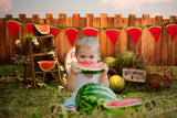 Sommer Wassermelone Markt Holzzaun Hintergrund RR3-19