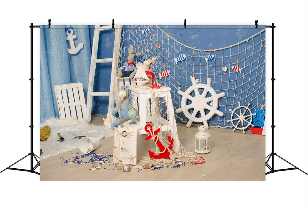 Sommer Nautischer Stil Fischernetz Puppe Kinder Backdrop RR3-22