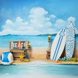 Sommer Meer Strand Blauer Himmel Weiße Wolken Surfen Theme Backdrop RR3-29