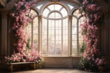 DBackdrop Rosa Blumen Vintage Boden Fenster Gemütliche Szene Hintergrund RR3-33
