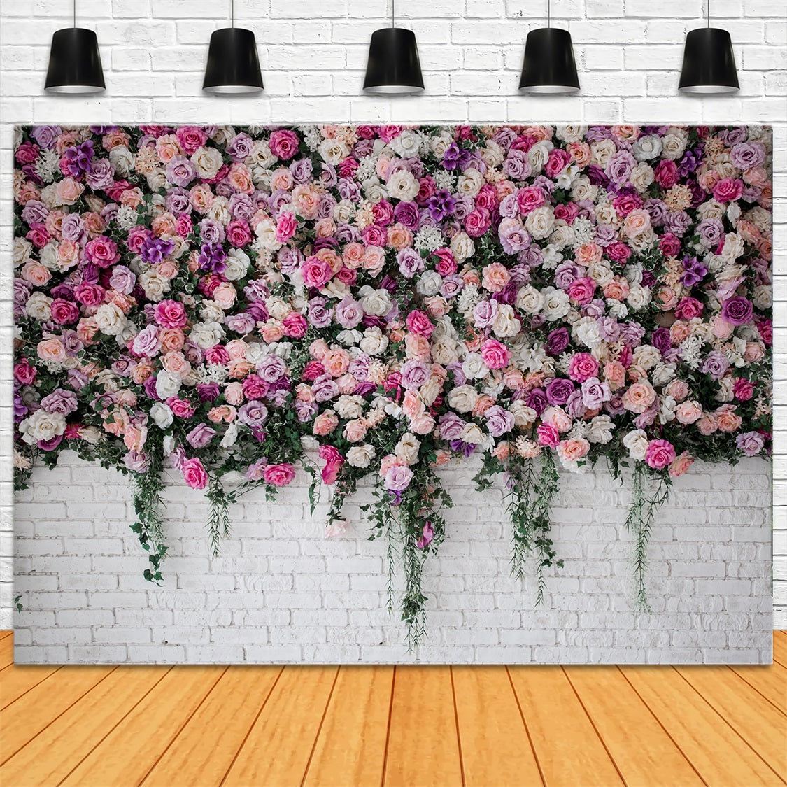 DBackdrop Bunte Rose Weiß Backsteinmauer Hintergrund RR3-35