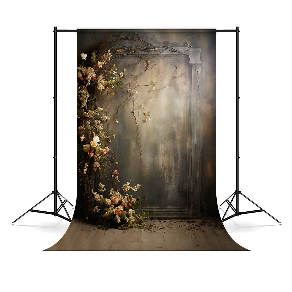 DBackdrop Nostalgic Style Rose Dekorativ Braun Ton Vintage Wand Backdrop RR4-02