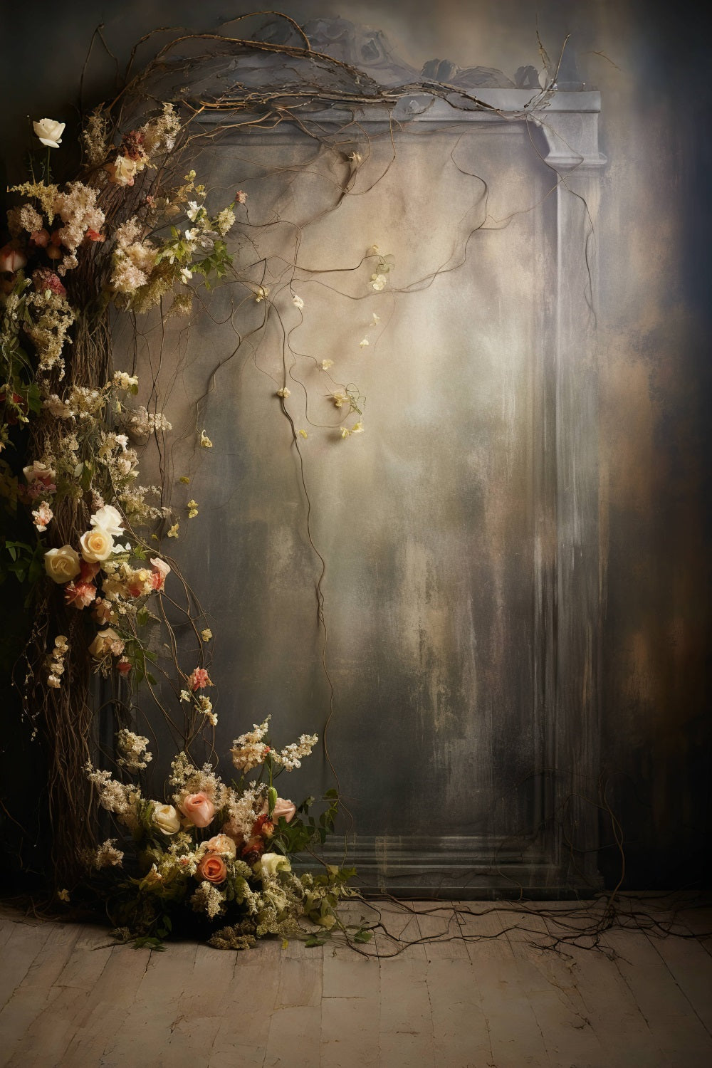 DBackdrop Nostalgic Style Rose Dekorativ Braun Ton Vintage Wand Backdrop RR4-02