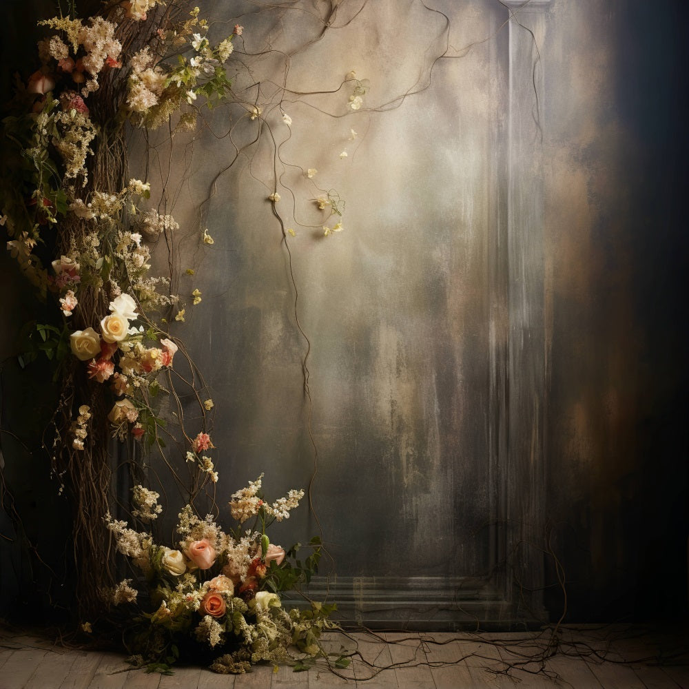 DBackdrop Nostalgic Style Rose Dekorativ Braun Ton Vintage Wand Backdrop RR4-02