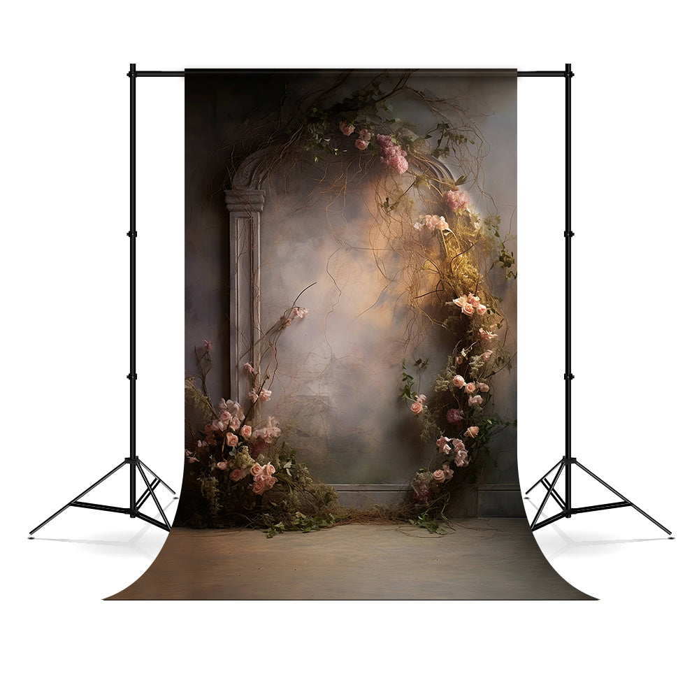 DBackdrop Abstrakte rosa Rosen um bogenförmigen Türrahmen Vintage Wall Backdrop RR4-06