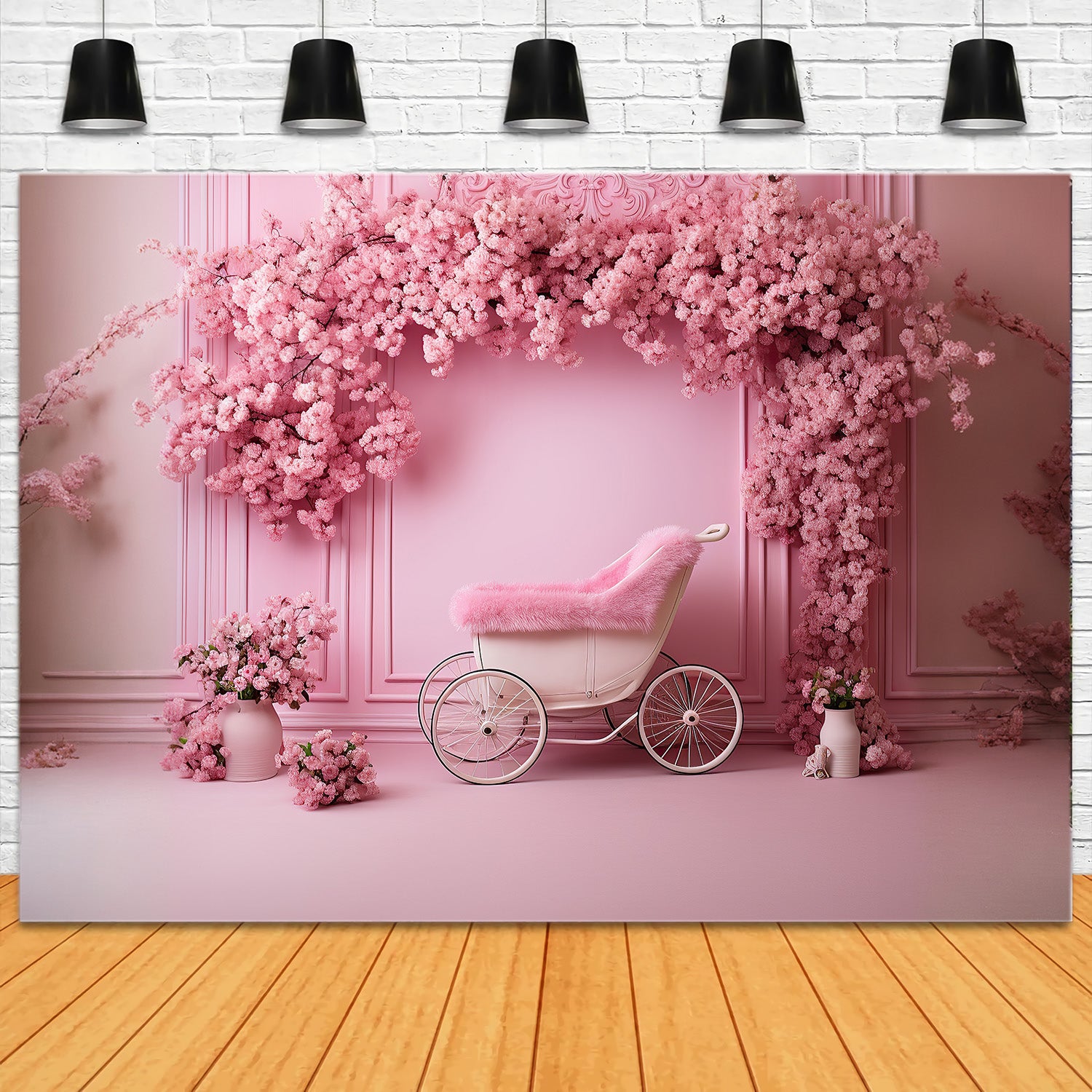DBackdrop Pink Classic Wall Kirschblüte Rose Trolley Element Backdrop RR4-12