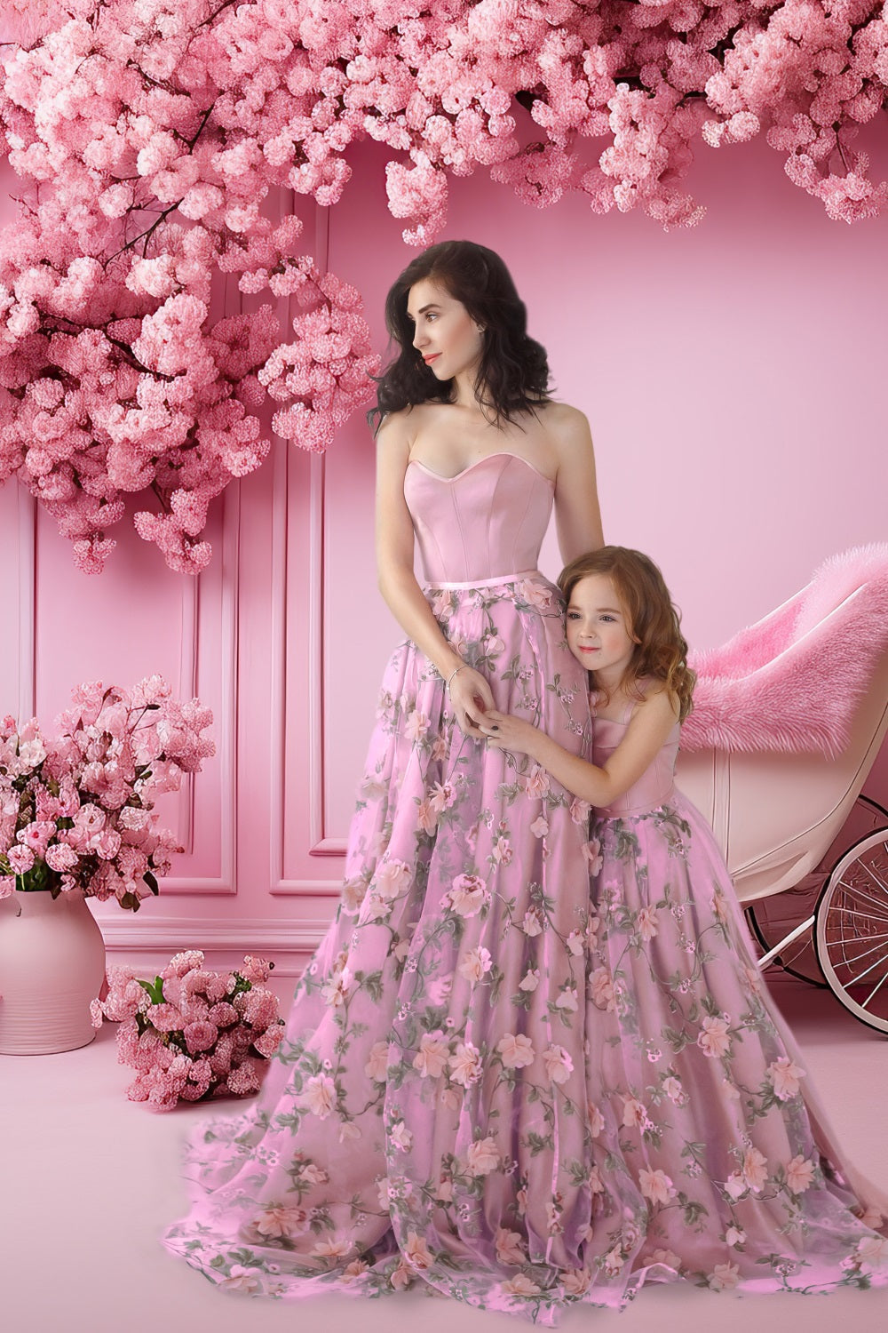 DBackdrop Pink Classic Wall Kirschblüte Rose Trolley Element Backdrop RR4-12