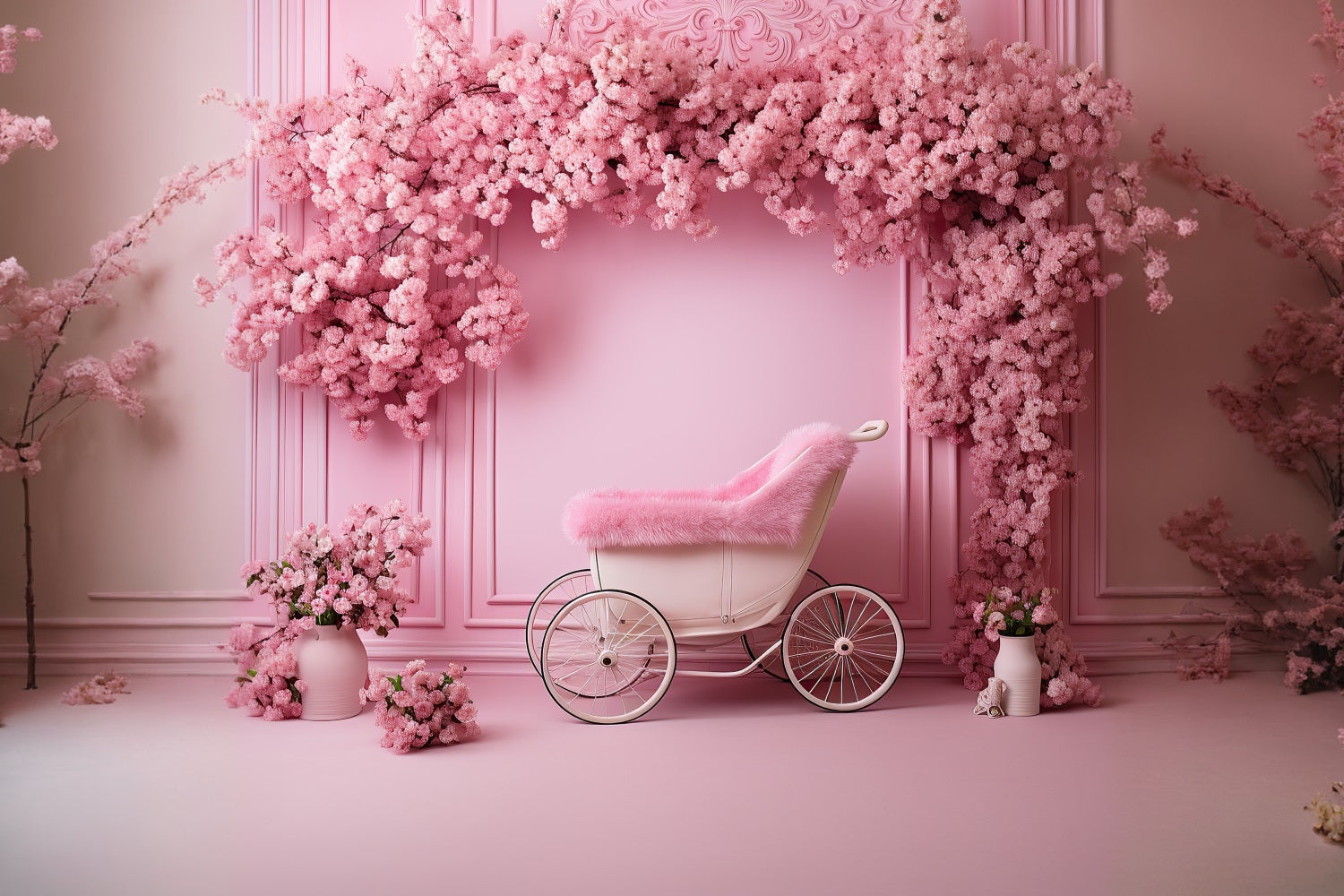 DBackdrop Pink Classic Wall Kirschblüte Rose Trolley Element Backdrop RR4-12