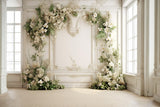 DBackdrop Weiß Vintage Wall Frischer Blumenbogen Hintergrund RR4-24