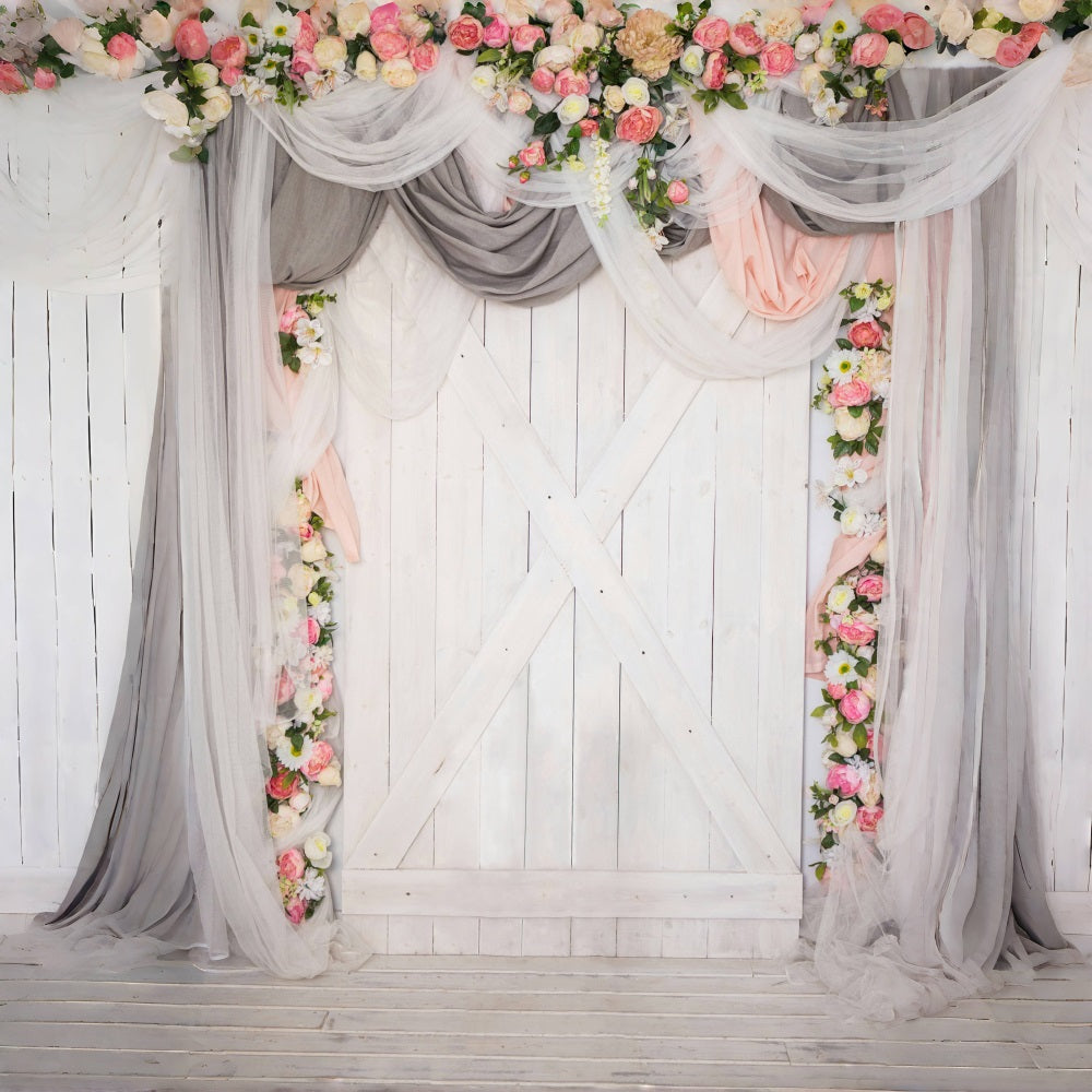 DBackdrop Blume Hochzeit Thema Holzplatte Hintergrund RR4-37