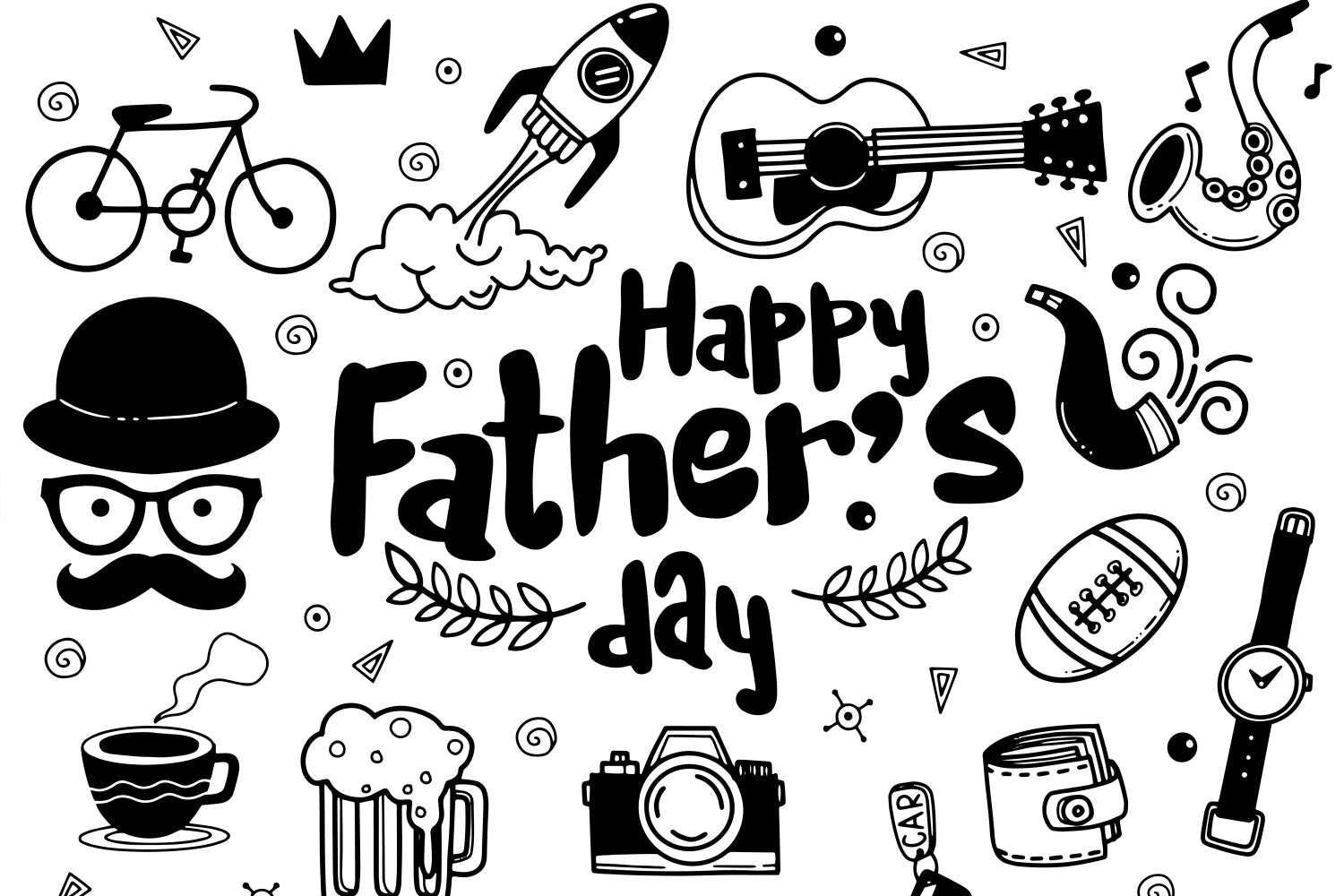 Happy Father's Day Hand Drawings Backdrop RR5-28