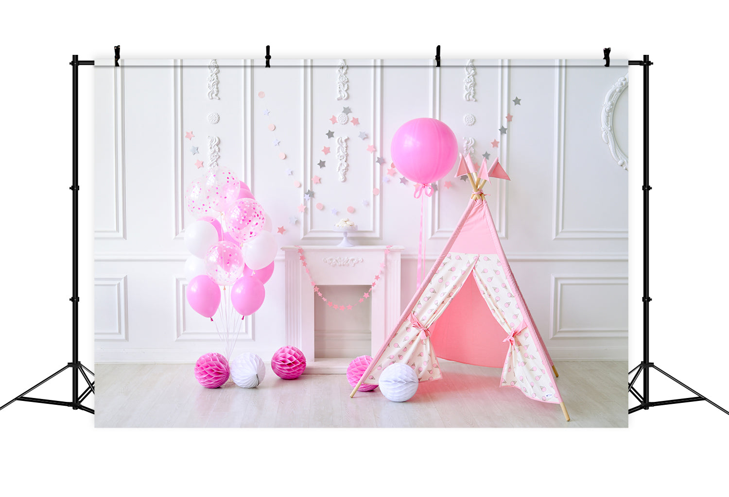 Baby Geburtstag Cake Smash Rosa Kulisse RR5-37