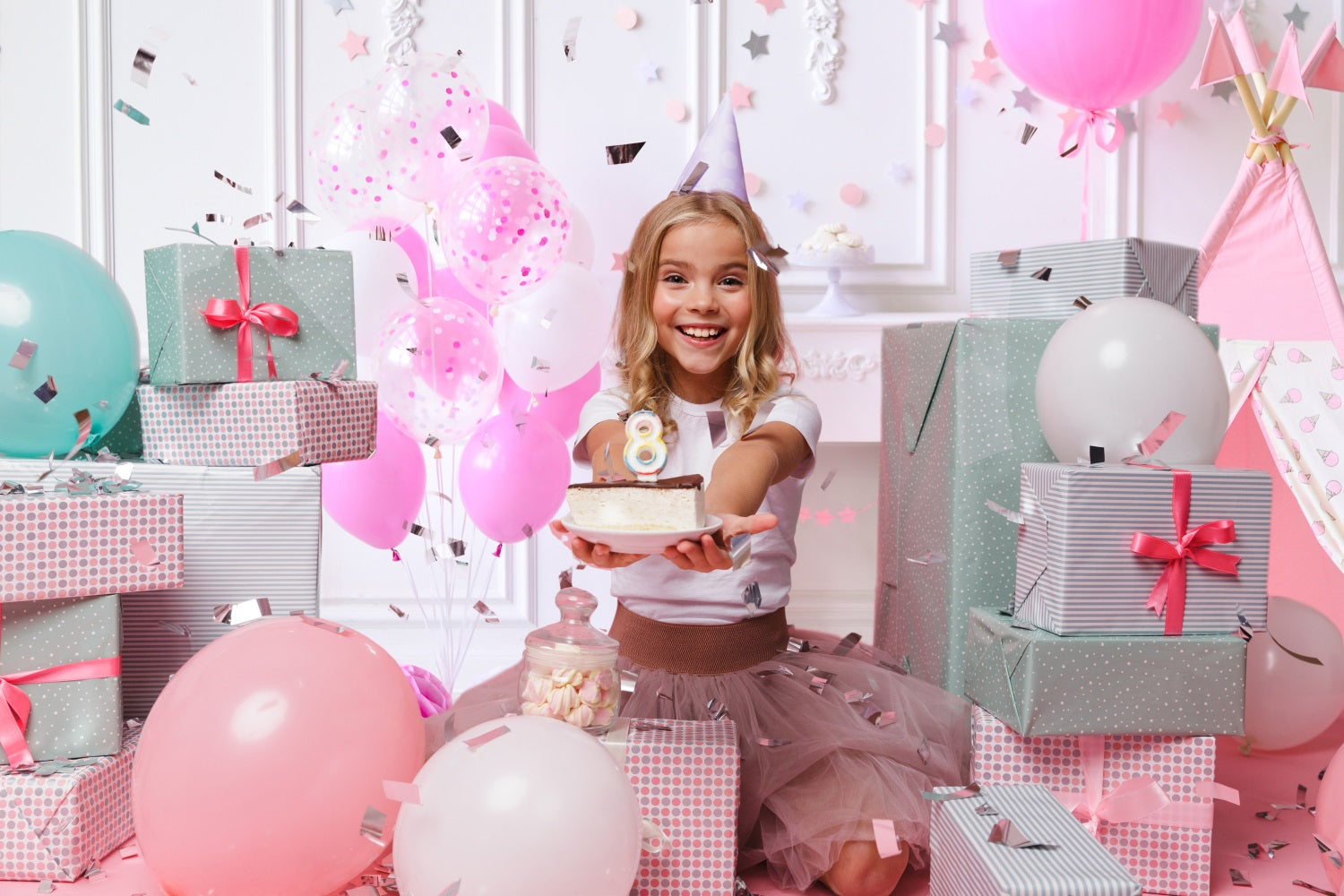 Baby Geburtstag Cake Smash Rosa Kulisse RR5-37