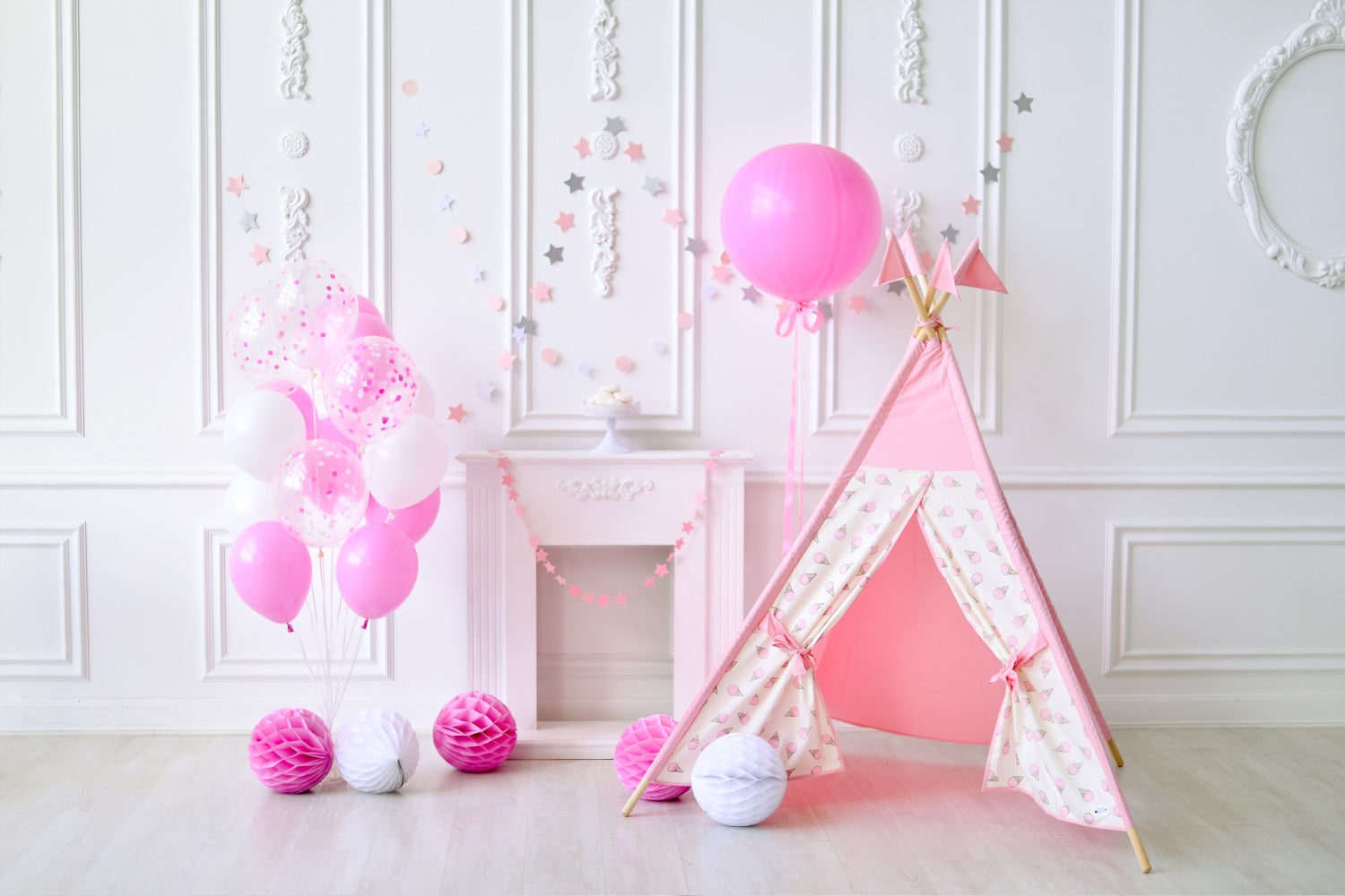 Baby Geburtstag Cake Smash Rosa Kulisse RR5-37