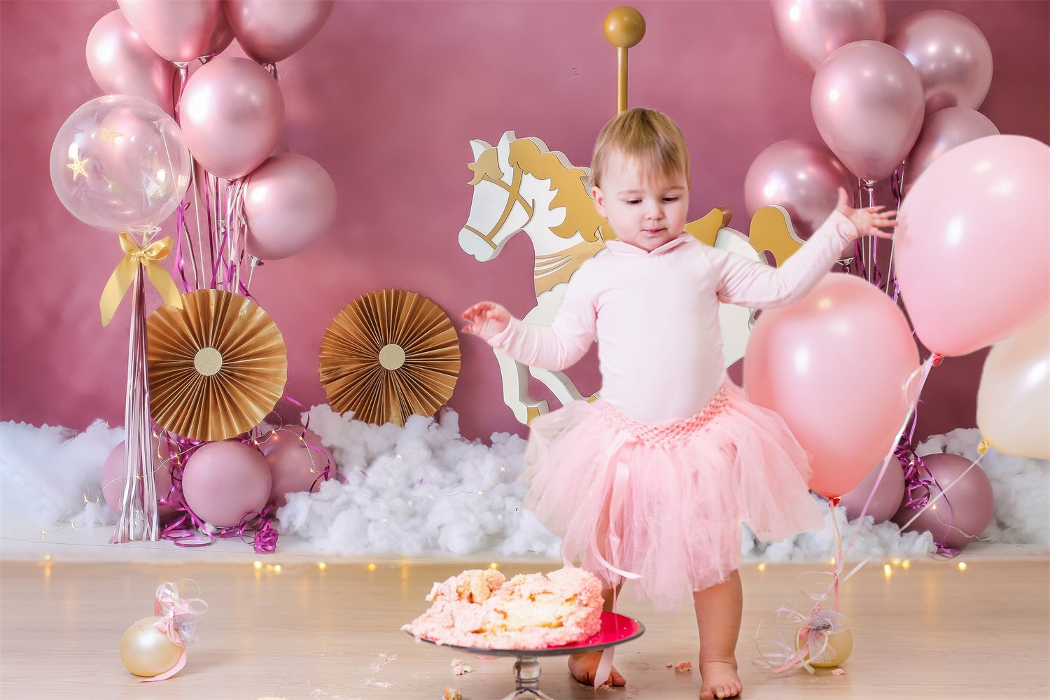 Rosa Luftballons Kindergeburtstag Dekoration Backdrop RR5-39