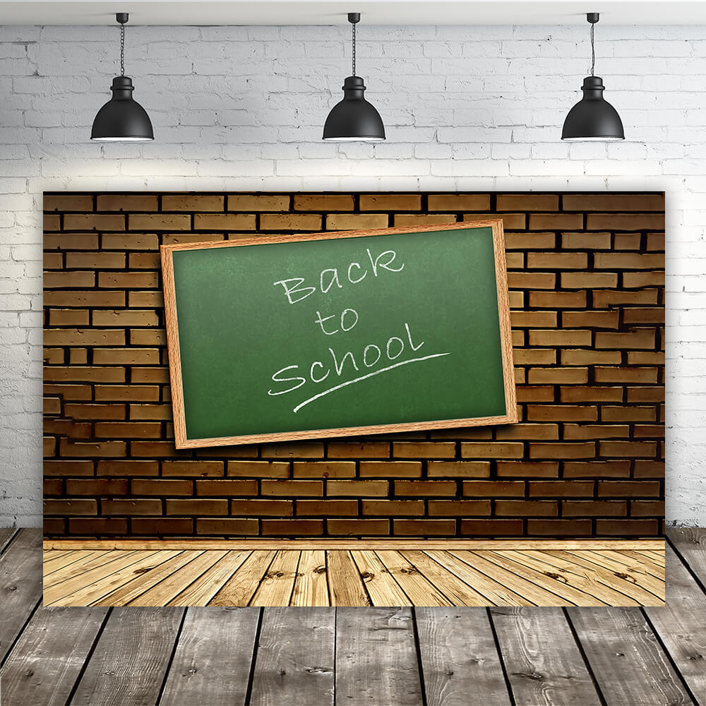 Backsteinmauer Holzboden Back to School Fotografie Hintergrund RR6-27