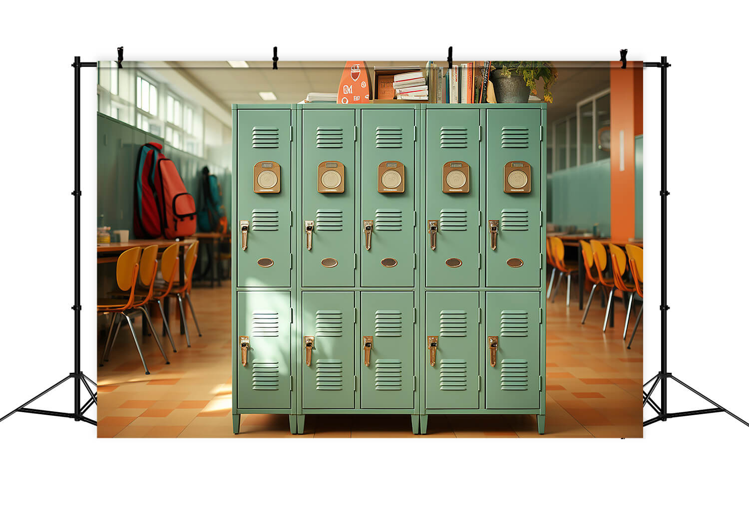 High School Schließfächer Flur Fotografie Hintergrund RR6-37