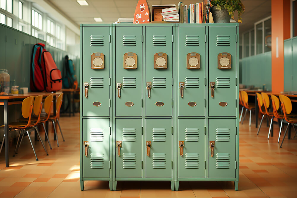 High School Schließfächer Flur Fotografie Hintergrund RR6-37