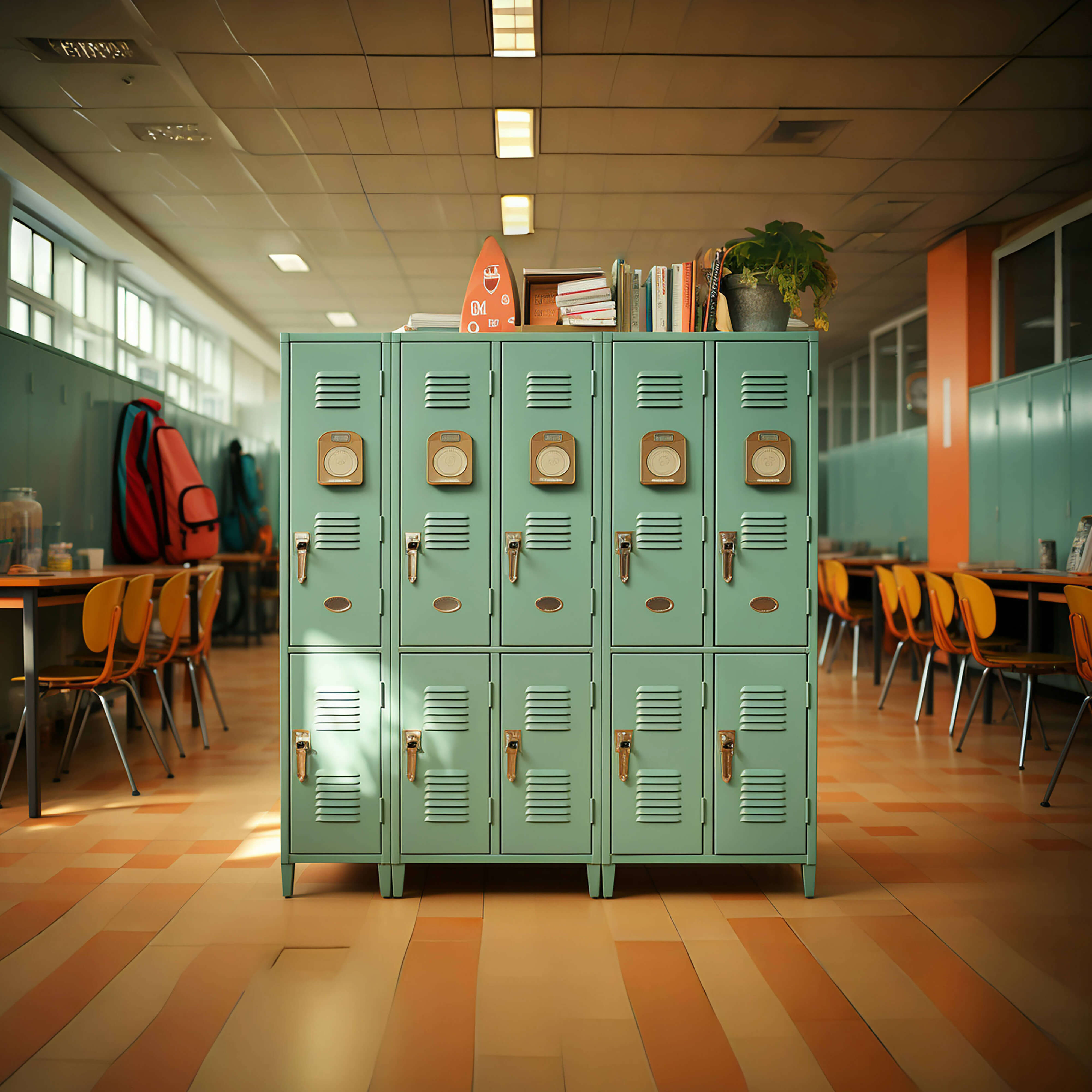 High School Schließfächer Flur Fotografie Hintergrund RR6-37