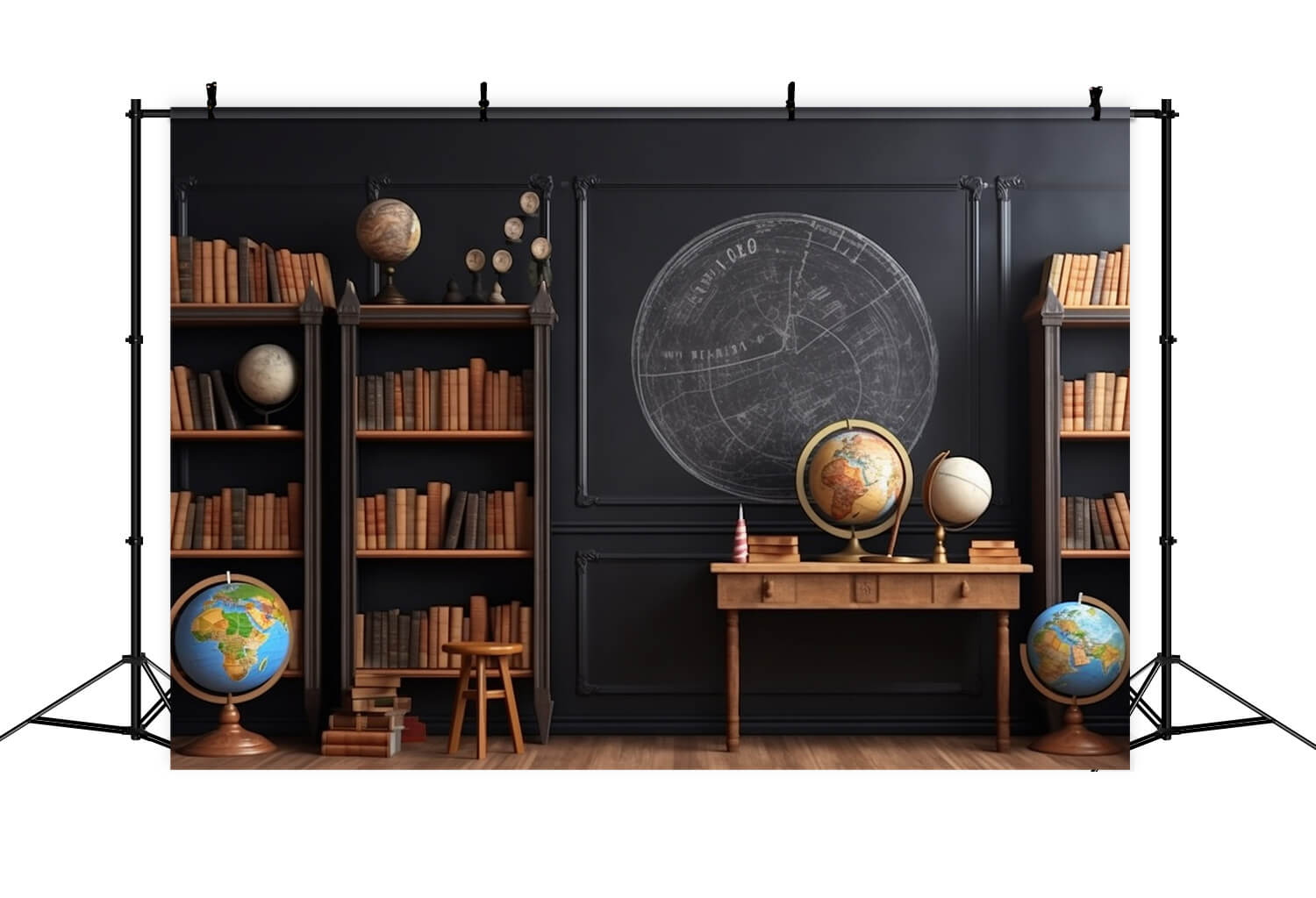 Back to School Bücherregal Globen Klassenzimmer Fotografie Hintergrund RR6-44