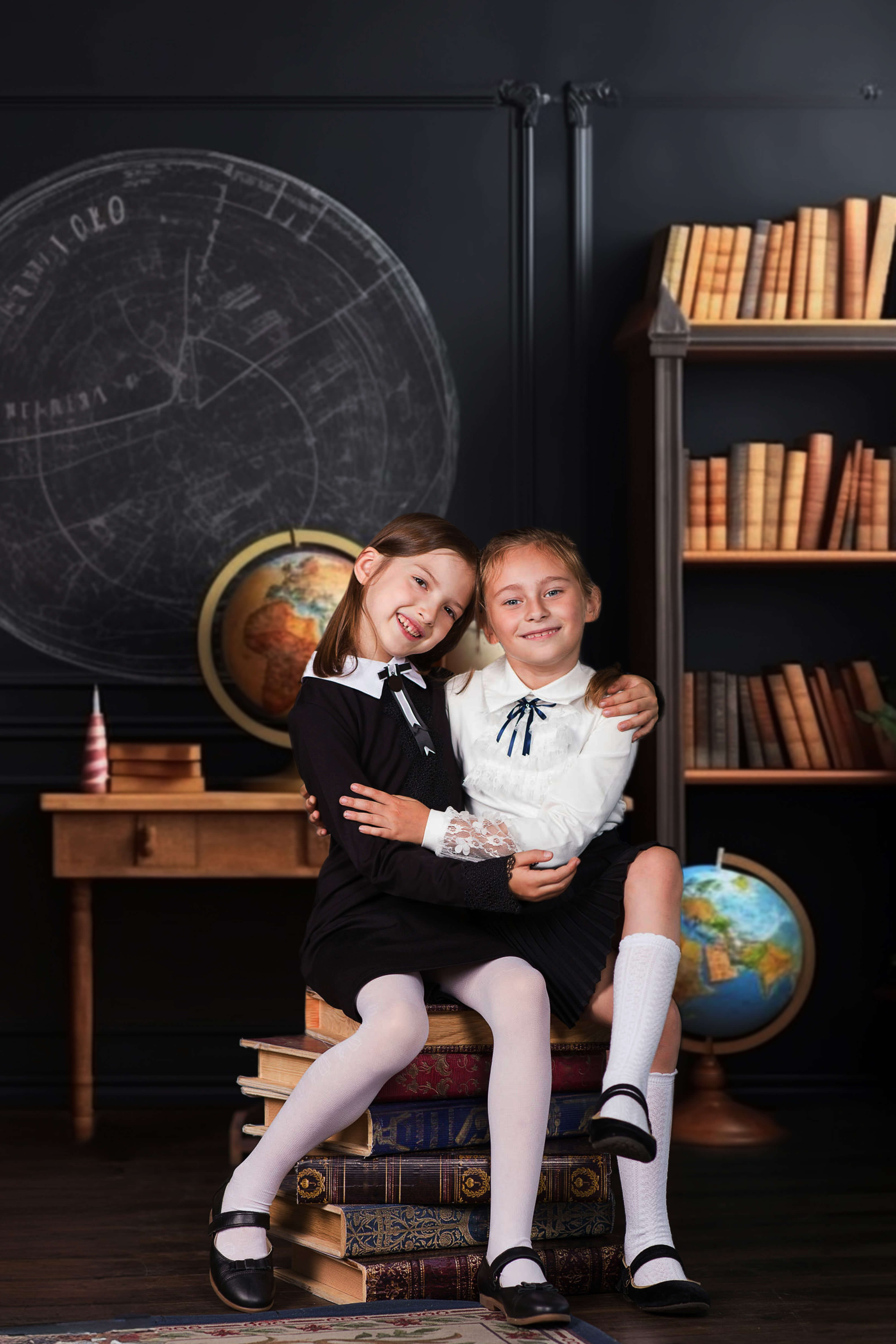 Back to School Bücherregal Globen Klassenzimmer Fotografie Hintergrund RR6-44