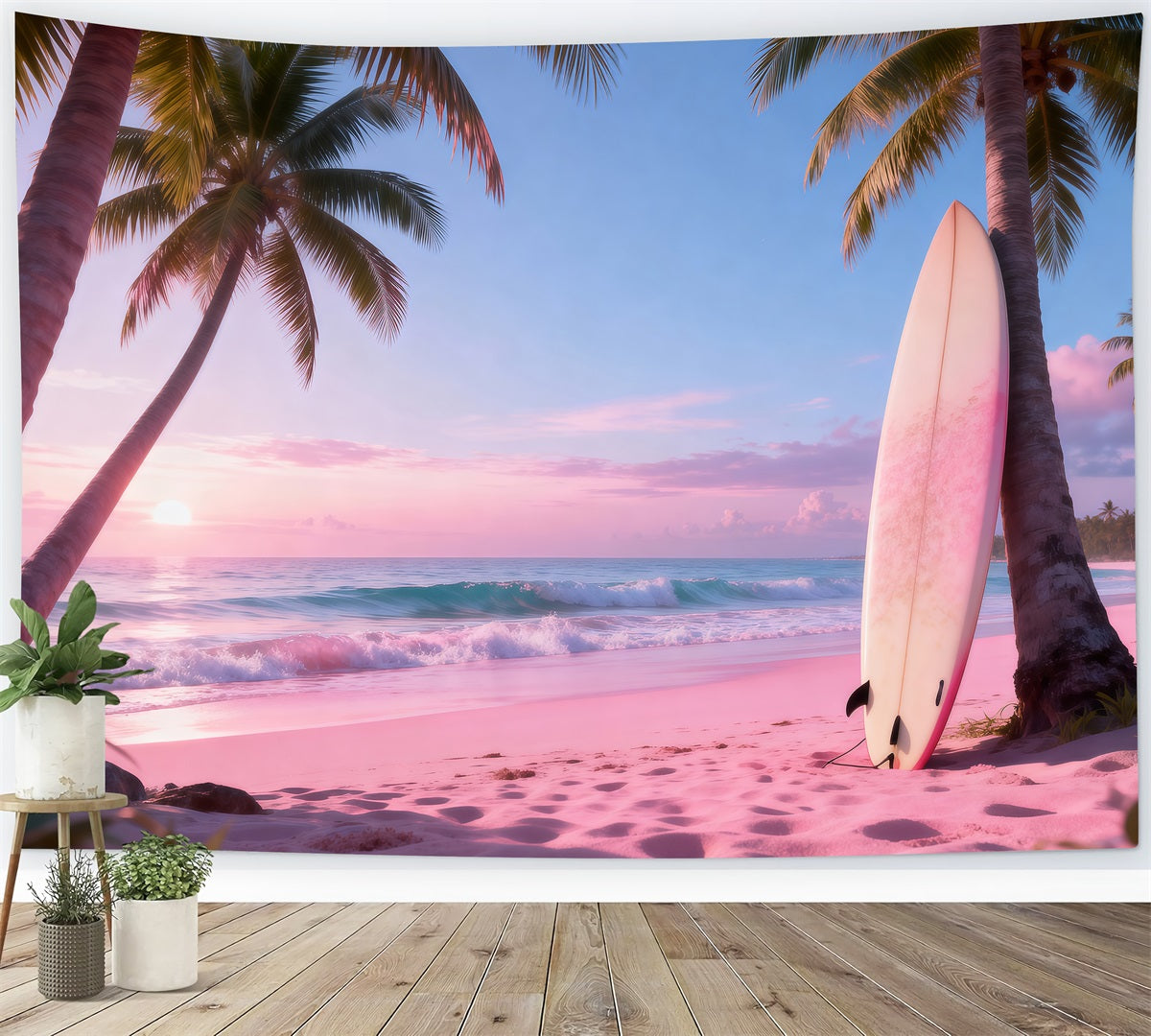 Tropischer Strandhintergrund Ruhiges Surfbrett Ideen für Sommer-Fotohintergründe am Meer RR61-15