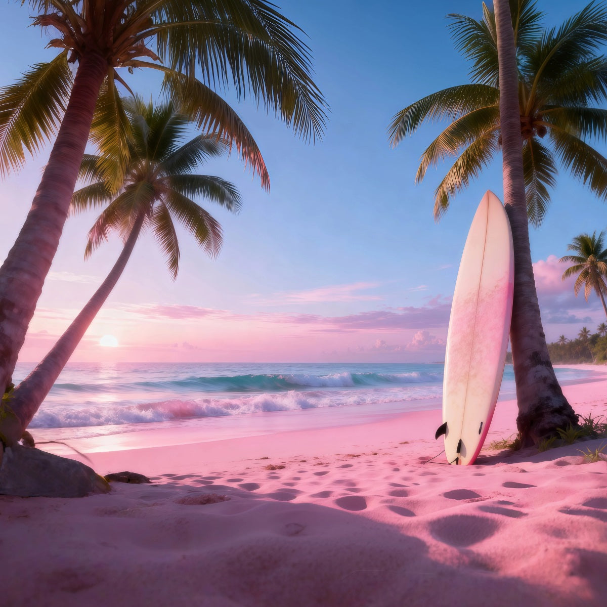 Tropischer Strandhintergrund Ruhiges Surfbrett Ideen für Sommer-Fotohintergründe am Meer RR61-15