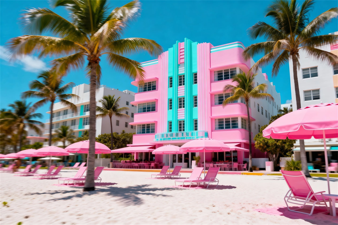 Strandkulissen Rosa Hotel-Sonnenschirm Rückzugsort Sommer-Fotokulisse RR61-3