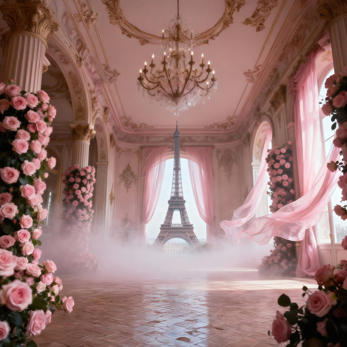 Paris-Fotokabinenkulisse Blush Palace Rose Hall Eiffelturm-Fotokulisse RR61-44