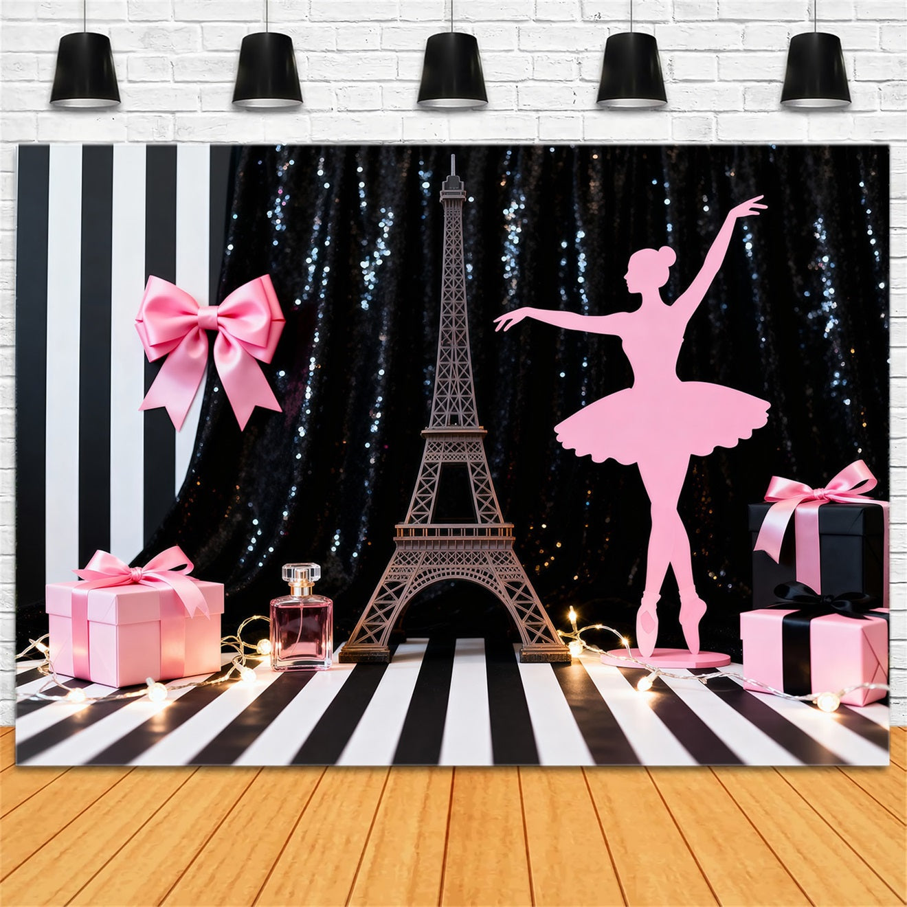 Eiffelturm Paris-Hintergrund Schickes Ballett Geschenkvitrine Paris-Fotokabinenhintergrund RR61-52