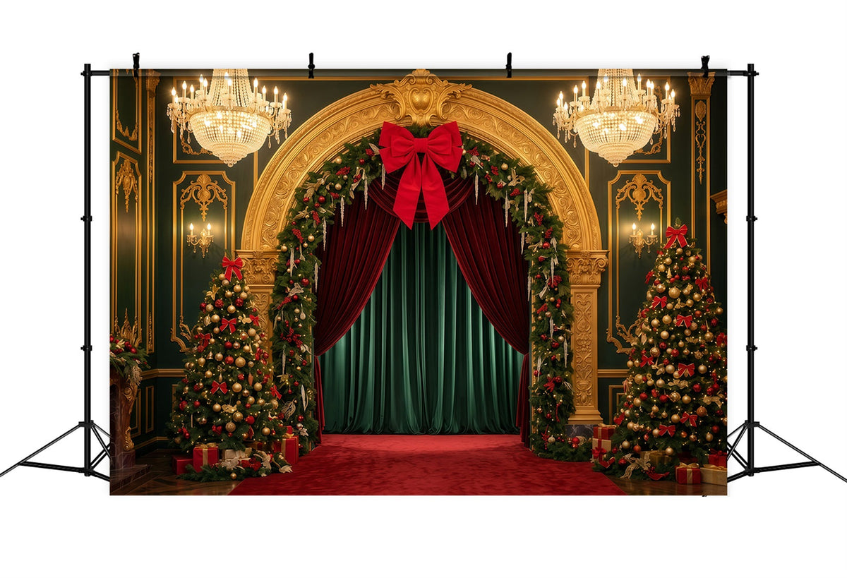 Weihnachtlicher Bühnenhintergrund Goldener Bogen Samteingang RR610-1