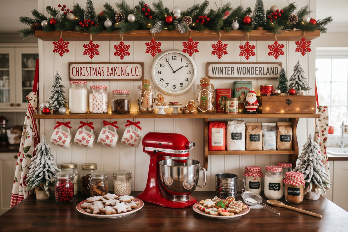 Weihnachtlicher Hintergrund Festliche Backküche Lebkuchendekoration RR610-140