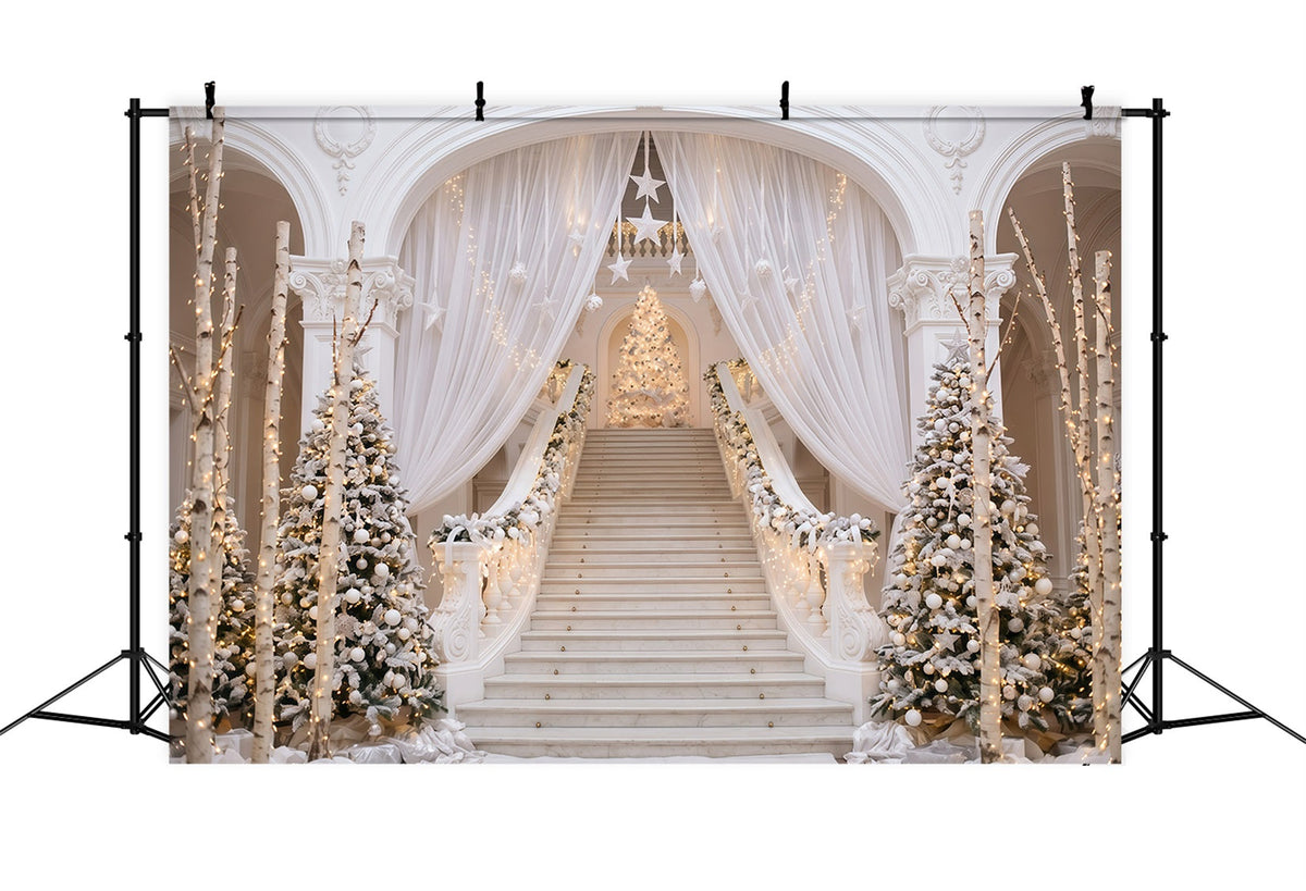 Weißer Weihnachtshintergrund Elegante Weiße Treppe RR610-16