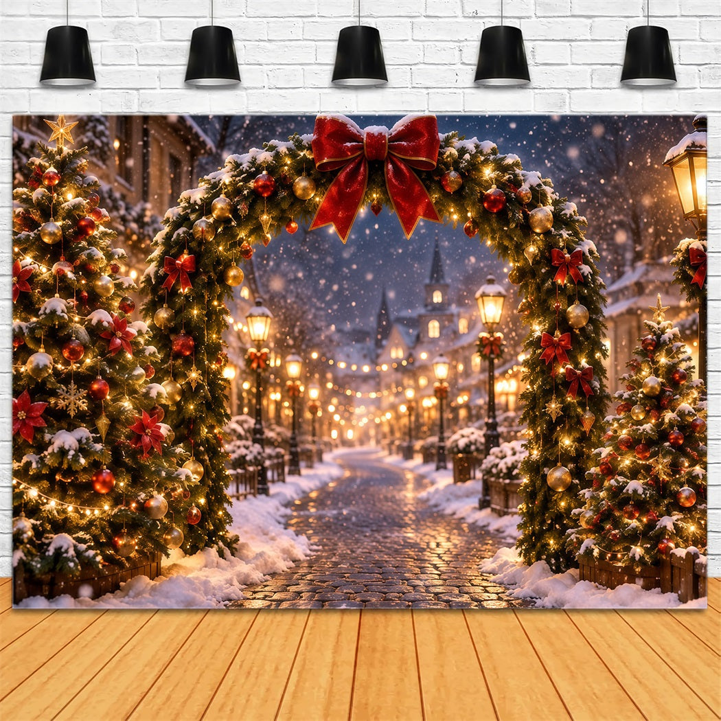 Weihnachtslichter Fotohintergrund Leuchtender Dorf Torbogen RR610-166