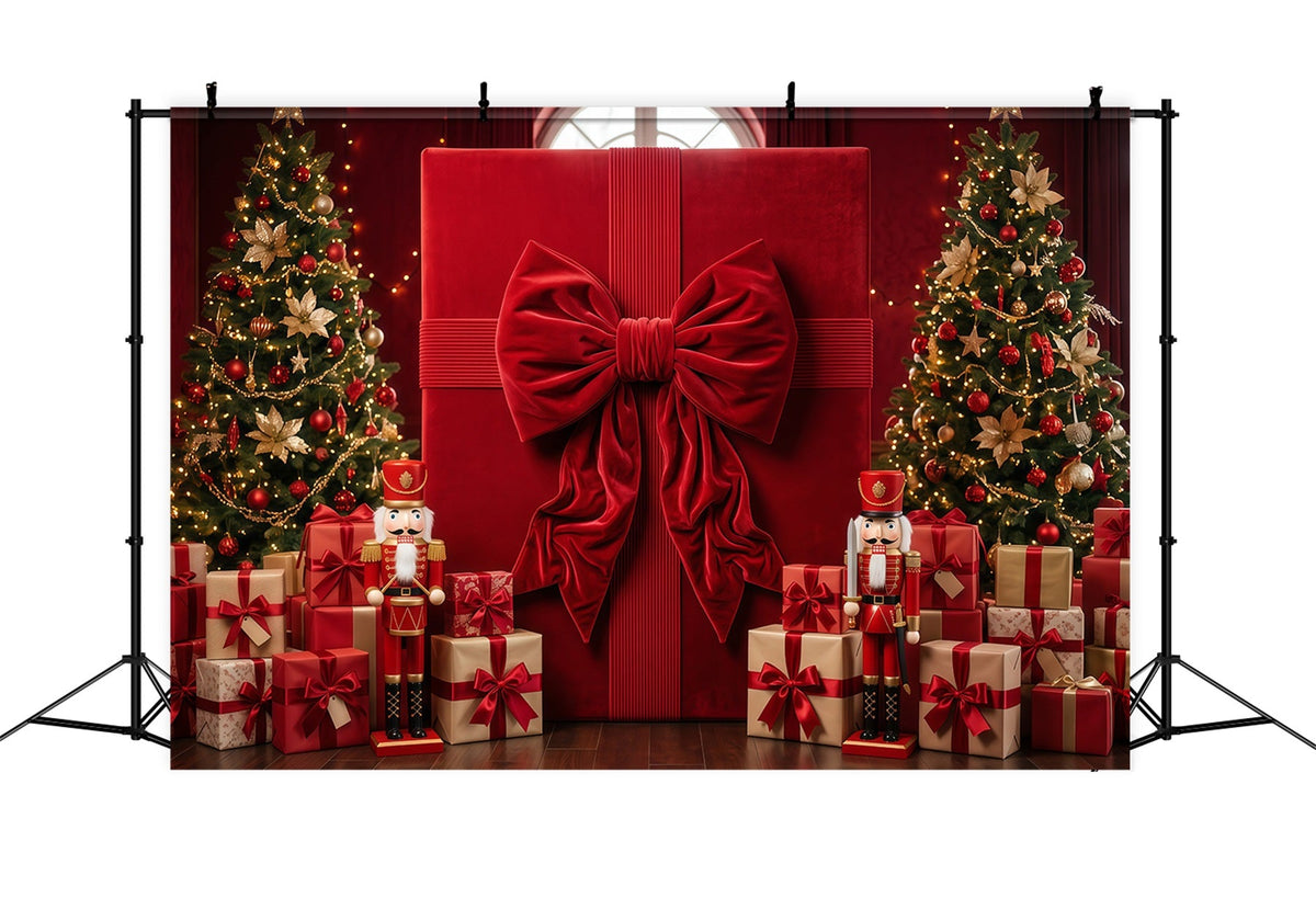 Weihnachtlicher Schleifen Hintergrund Übergroße Rote Geschenkbox RR610-168