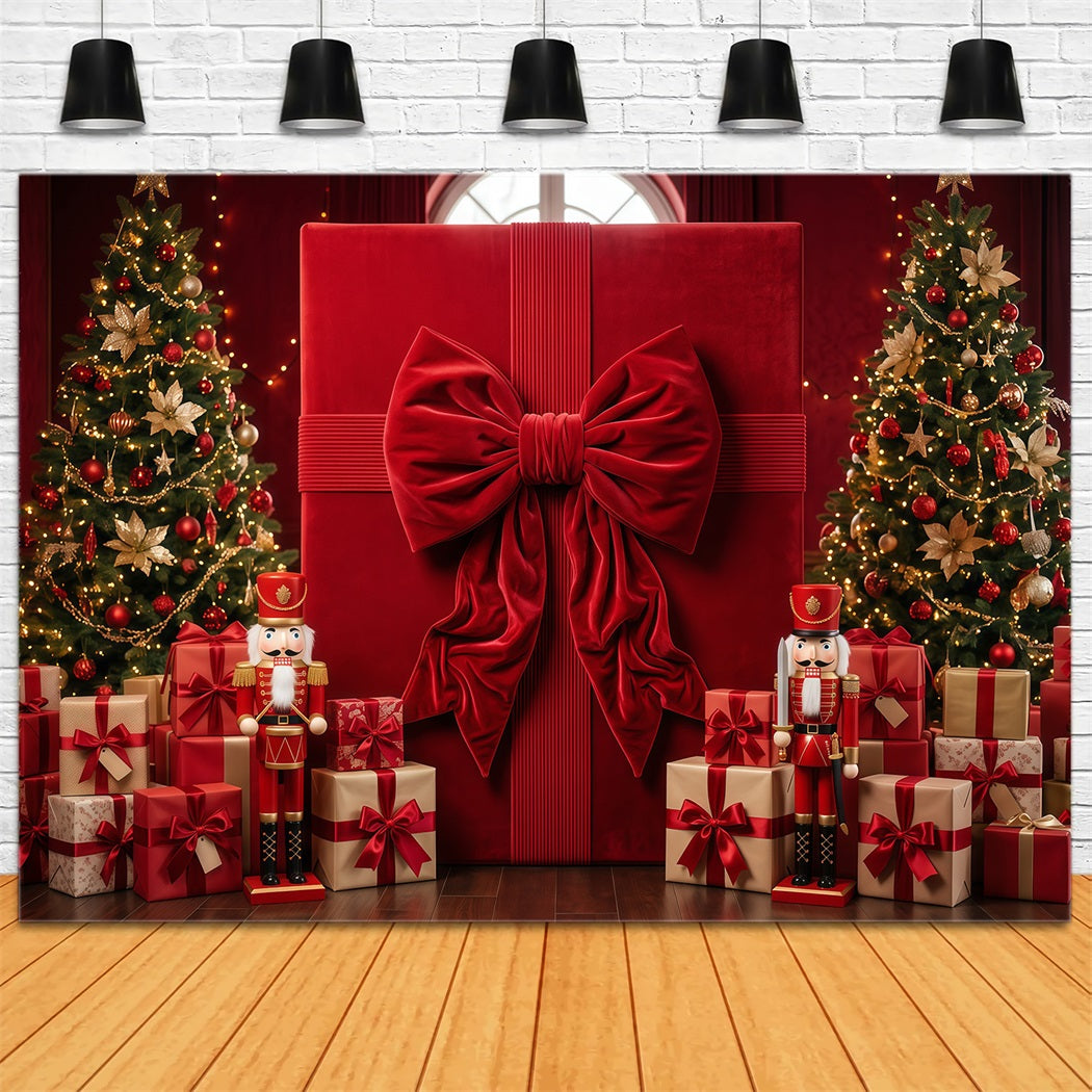 Weihnachtlicher Schleifen Hintergrund Übergroße Rote Geschenkbox RR610-168