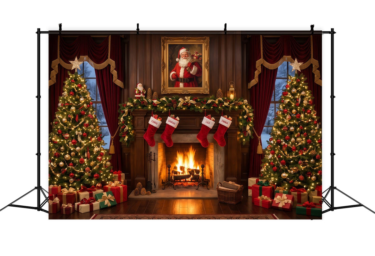 Santa Fotohintergrund Vintage Kamin Weihnachtssocken Dekoration RR610-170